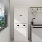 AndMakers White Wood 29.92 in. Pantry Cabinet with Adjustable Shelves
