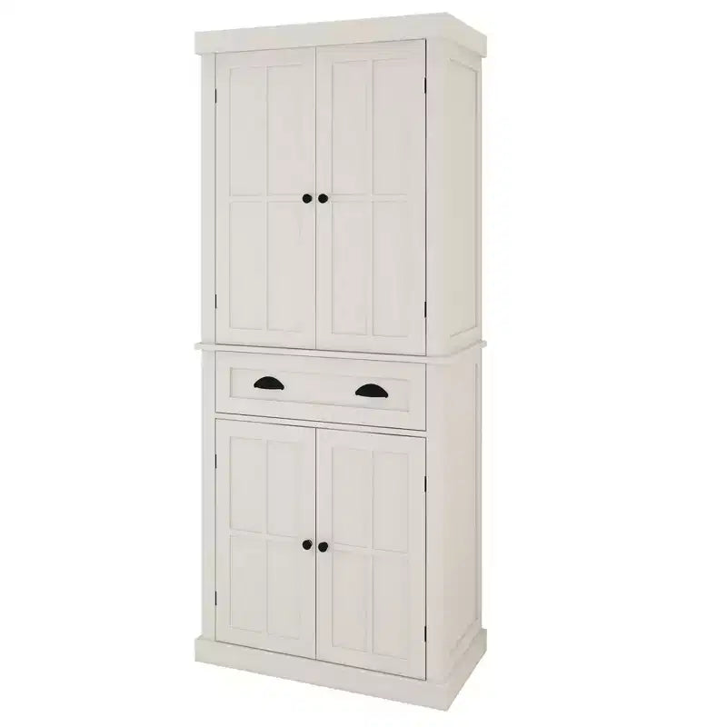 Mueble de despensa de madera blanca de 29.92 pulgadas con estantes ajustables