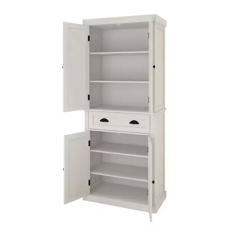 Mueble de despensa de madera blanca de 29.92 pulgadas con estantes ajustables