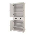 Mueble de despensa de madera blanca de 29.92 pulgadas con estantes ajustables