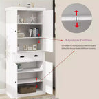 Mueble de despensa de madera blanca de 29.92 pulgadas con estantes ajustables