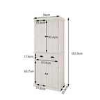 Mueble de despensa de madera blanca de 29.92 pulgadas con estantes ajustables