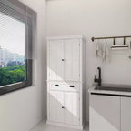 Mueble de despensa de madera blanca de 29.92 pulgadas con estantes ajustables