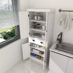 Mueble de despensa de madera blanca de 29.92 pulgadas con estantes ajustables