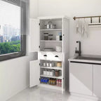 Mueble de despensa de madera blanca de 29.92 pulgadas con estantes ajustables