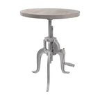 HomeRoots 19 White Solid Wood and Iron Height Adjustable Round End Table