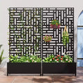 MAYEERTY 72x35x16 Inch Black Metal Rectangular Planter Box with Trellis for Street, Patio, Garden and Outdoor Decor