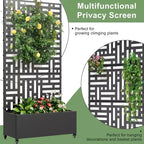 Macetero rectangular de metal negro de 72x35x16 pulgadas con celosía para calle, patio, jardín y decoración exterior