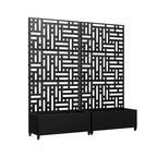Macetero rectangular de metal negro de 72x35x16 pulgadas con celosía para calle, patio, jardín y decoración exterior
