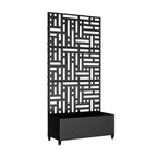 Macetero rectangular de metal negro de 72x35x16 pulgadas con celosía para calle, patio, jardín y decoración exterior