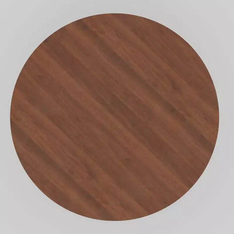 Mesa de comedor redonda de 46" para 4 personas con tablero de borde arqueado y patas de pedestal estriadas para sala de estar, comedor, café, oficina, nogal