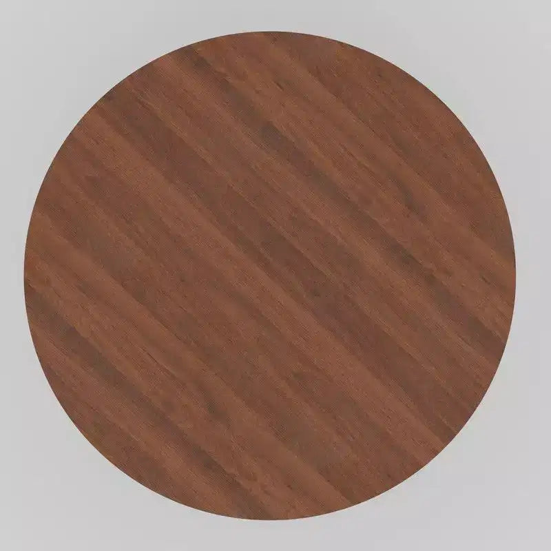 Mesa de comedor redonda de 46" para 4 personas con tablero de borde arqueado y patas de pedestal estriadas para sala de estar, comedor, café, oficina, nogal