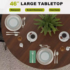 Mesa de comedor redonda de 46" para 4 personas con tablero de borde arqueado y patas de pedestal estriadas para sala de estar, comedor, café, oficina, nogal