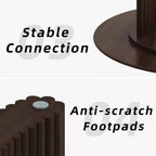 Mesa de comedor redonda de 46" para 4 personas con tablero de borde arqueado y patas de pedestal estriadas para sala de estar, comedor, café, oficina, nogal