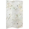 6" Double Sided Flowers Canvas Room Divider Ivory - Oriental Furniture: Adjustable 3-Panel, Spruce Wood Frame