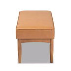 Banco de comedor de madera tapizado en piel sintética de mediados de siglo Nogal/Marrón