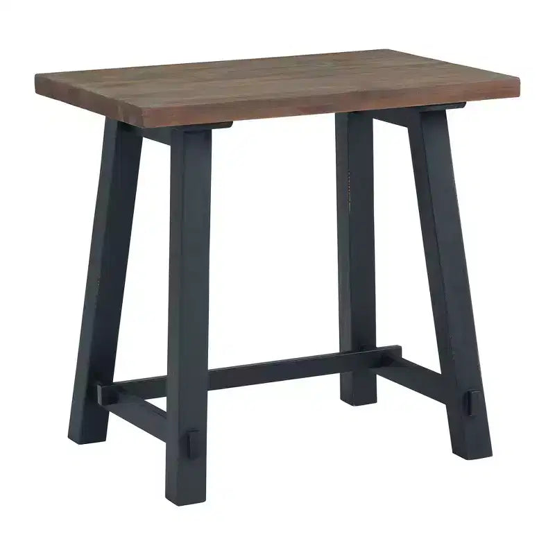 32" Small Adam Solid Wood Desk Rustic Natural - Alaterre Furniture: Industrial Sawhorse Leg, Pine Surface