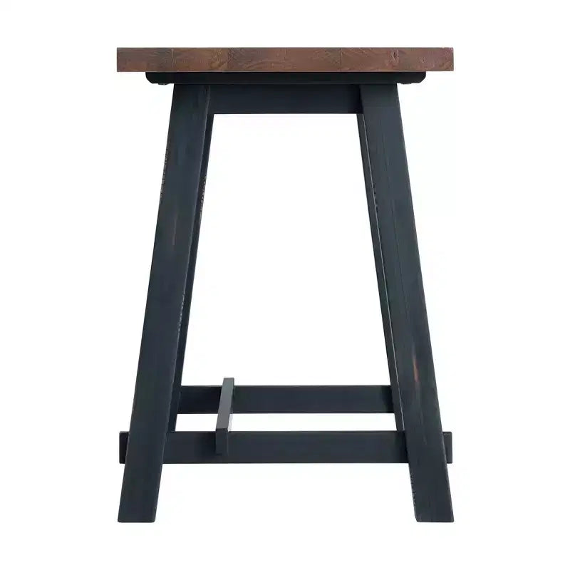 Escritorio Pequeño Adam de Madera Maciza de 32" Rústico Natural: Patas de Caballete Industriales, Superficie de Pino