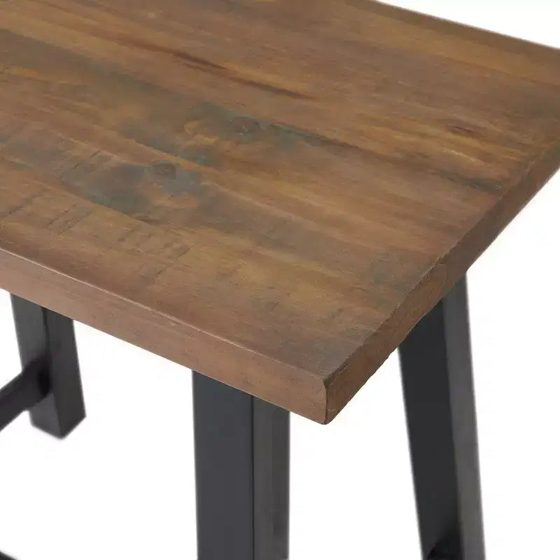 Escritorio Pequeño Adam de Madera Maciza de 32" Rústico Natural: Patas de Caballete Industriales, Superficie de Pino