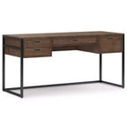WyndenHall Brandt Desk Rustic Natural Aged Brown: Office Furniture with Bronze Hardware, Plywood & Metal Frame