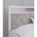 Cabecero de panel tapizado Altyra blanco para cama King/California King: detalles cromados, iluminación LED