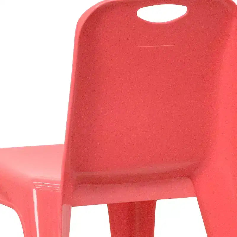 Paquete de 2 sillas escolares de plástico apilables con asa de transporte y 11 alturas de asiento
