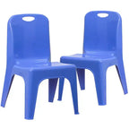 Flash Furniture 2 Pack Plastic Stackable School Chair with Carrying Handle and 11 Seat Height