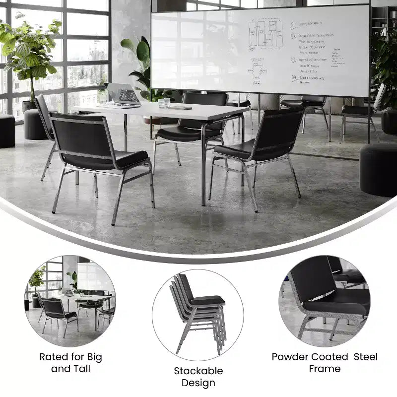Silla apilable HERCULES Series para personas grandes y altas con capacidad de 1000 lb.