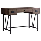 Mesa para laptop con cajones - Estilo industrial - Patas de metal, escritorio para computadora para casa y oficina, 122 cm de largo, aspecto de madera recuperada marrón