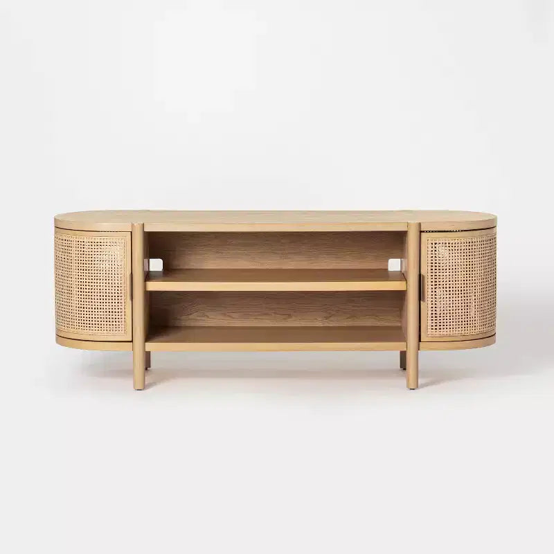 Mueble de TV con puertas de caña para televisores de hasta 60 pulgadas