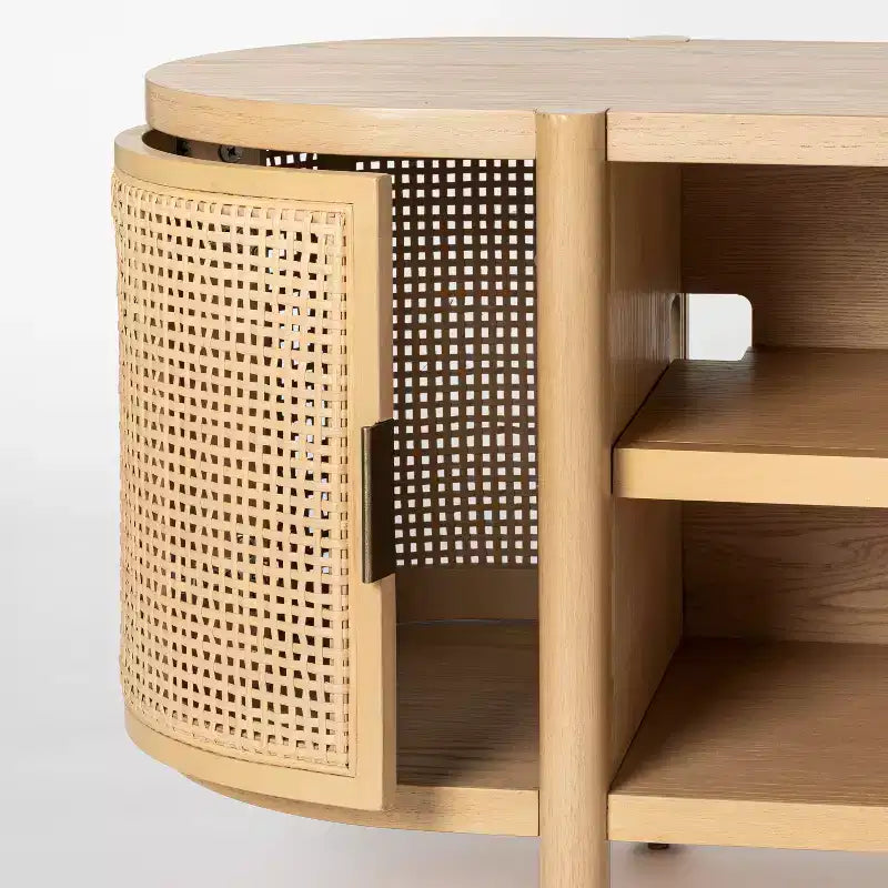 Mueble de TV con puertas de caña para televisores de hasta 60 pulgadas