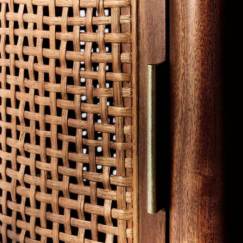 Mueble de TV con puertas de caña para televisores de hasta 60 pulgadas