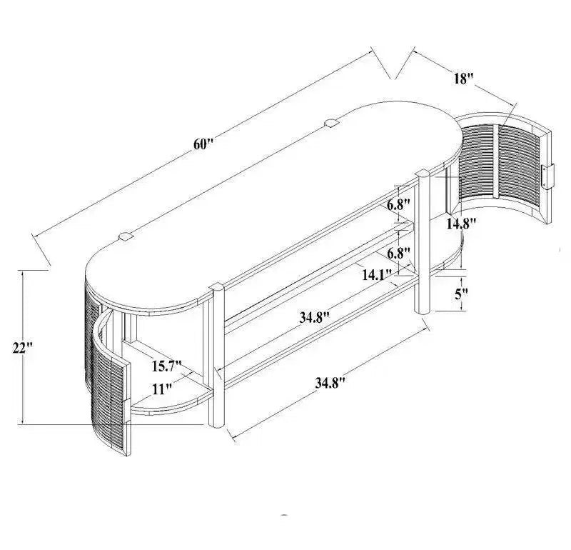 Mueble de TV con puertas de caña para televisores de hasta 60 pulgadas